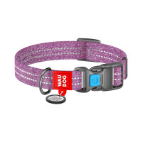 Нашийник для тварин WAUDOG Re-cotton з QR паспортом світловідбивний Ш 15 мм Д 25-35 см фіолетовий (02869)