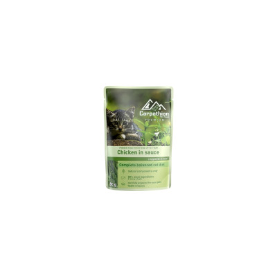Вологий корм для кішок Carpathian Pet Food з куркою в соусі 80 г (4820111141203)