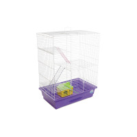 Клітка для гризунів Природа "Нюра" 45x27x59 см з будиночком біла/фіолетова (4823082415236)