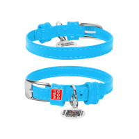 Нашийник для тварин WAUDOG Glamour з QR паспортом без прикрас XS Ш 9 мм блакитний (32002)
