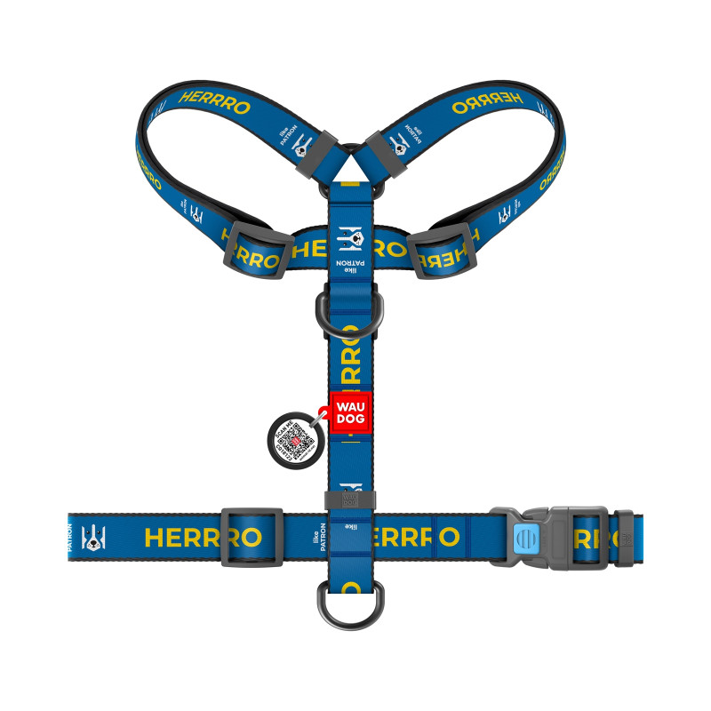 Шлея для собак WAUDOG Nylon з QR паспортом анатомічна H-подібна "Патрон" L (322-4025)