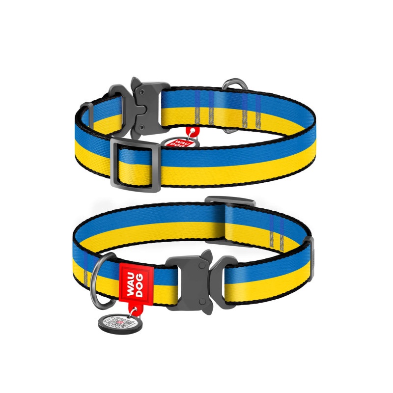 Нашийник для тварин WAUDOG Nylon з QR паспортом Colors of freedom металева пряжка-фастекс M (4506-4020)