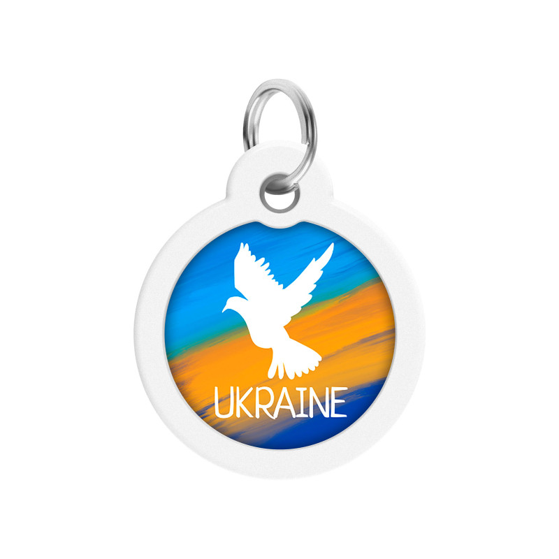 Адресник для тварин WAUDOG Smart ID з QR паспортом "Прапор", круг 30 мм (230-0229)