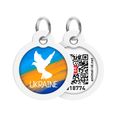 Адресник для тварин WAUDOG Smart ID з QR паспортом "Прапор", круг 30 мм (230-0229)