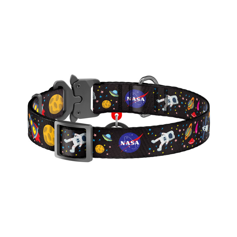 Нашийник для тварин WAUDOG Nylon з QR паспортом NASA металічна пряжка-фастекс XL (5123)