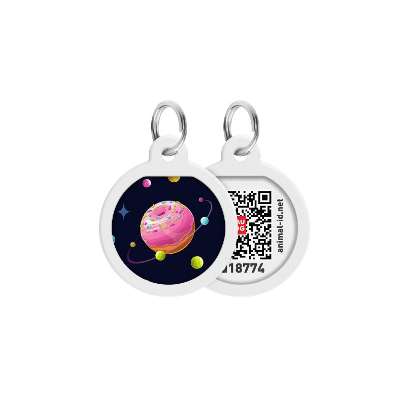Адресник для тварин WAUDOG Smart ID з QR паспортом "Всесвіт пончиків", коло 25 мм (0625-0218)