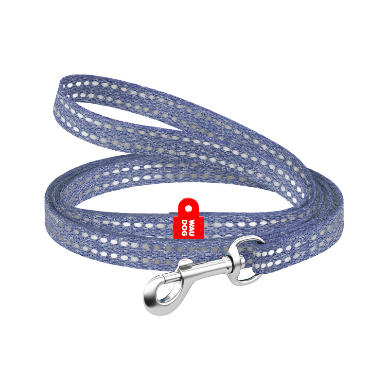 Повідок для котів WAUDOG Re-cotton світловідбивний XS 200х1 см синій (164412)