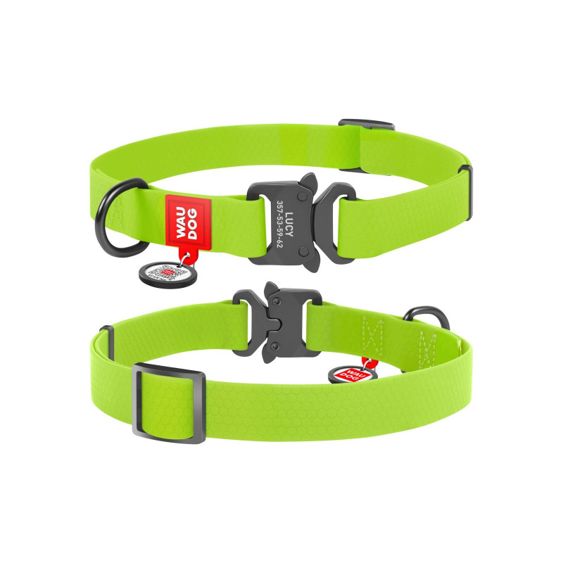 Нашийник для тварин WAUDOG Waterproof з QR паспортом L Ш 25 мм Д 31-49 см(салатовий) (27865)