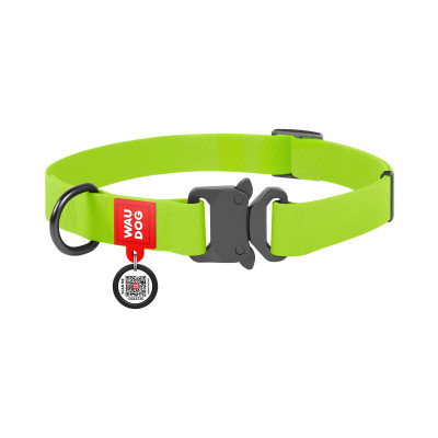 Нашийник для тварин WAUDOG Waterproof з QR паспортом L Ш 25 мм Д 31-49 см(салатовий) (27865)