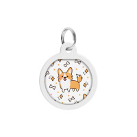 Адресник для тварин WAUDOG Smart ID з QR паспортом "Корги", круг 25 мм (0625-0212)