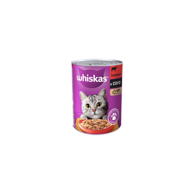 Консерви для котів Whiskas з яловичиною в соусі 400 г (5900951305382)