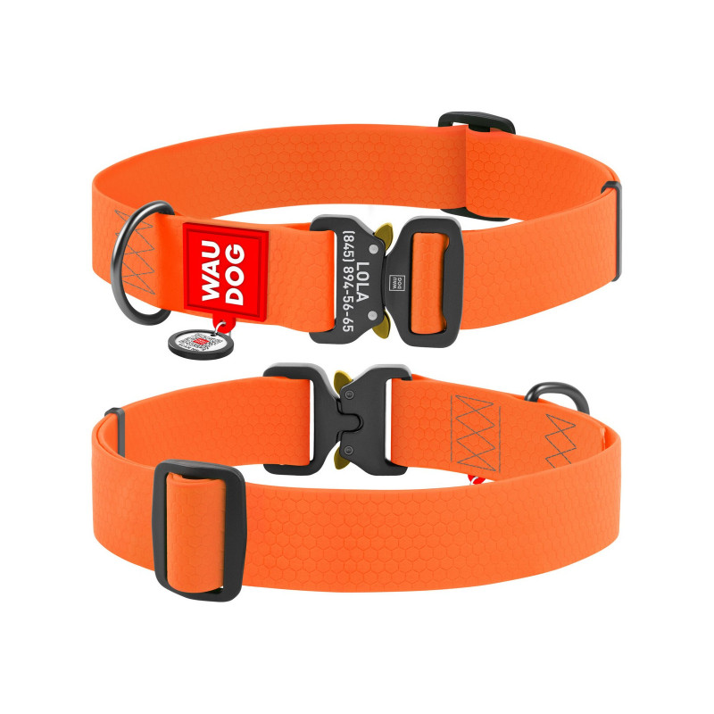 Нашийник для тварин WAUDOG Waterproof з QR паспортом XXL Ш 40 мм Д 43-70 см(помаранчевий) (28014)