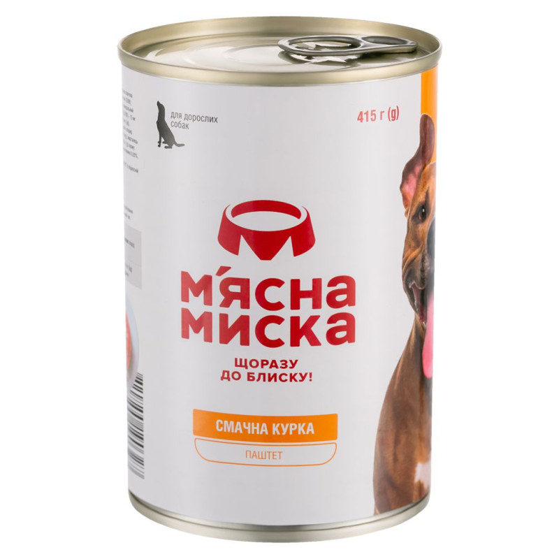 Консерви для собак М'ясна Миска паштет з куркою 415 г (4820255190327)