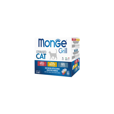 Вологий корм для кішок Monge Cat grill mix ster з півнем, фореллю та телятиною 1.02 г (8009470017527)