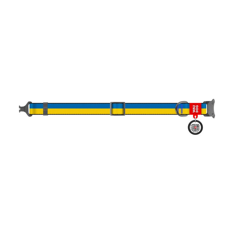 Нашийник для тварин WAUDOG Nylon з QR паспортом Colors of freedom металева пряжка-фастекс S (4505-4020)