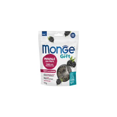 Ласощі для собак Monge Gift Dog Puppy and Junior Growth support свинина з ожиною 150 г (8009470085724)