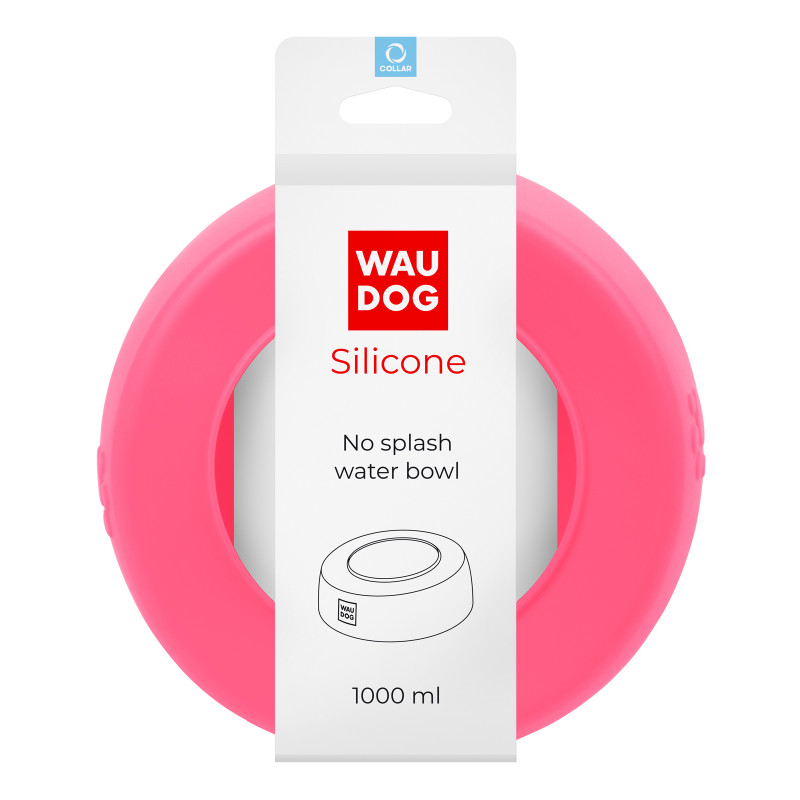 Посуд для собак WAUDOG Silicone Миска-непроливайка 1 л рожева (50797)