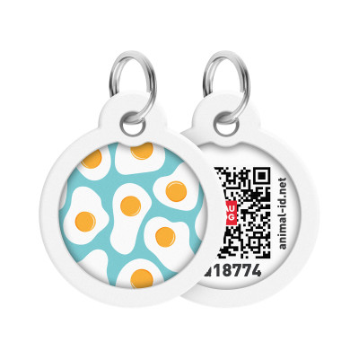 Адресник для тварин WAUDOG Smart ID з QR паспортом "Яєчня", круг 30 мм (230-0213)