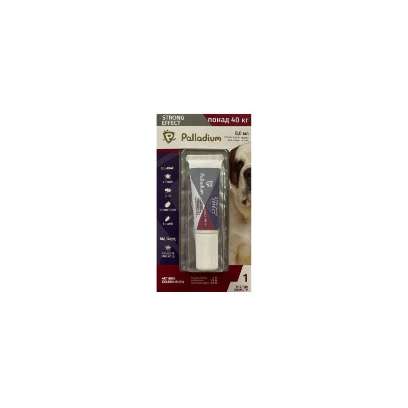 Краплі для тварин Palladium Strong Effect для собак вагою понад 40 кг 1/8 мл (4820150206048)