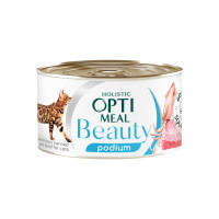 Консерви для котів Optimeal Beauty Podium смугастий тунець у соусі з кальмарами 70 г (4820215366243)