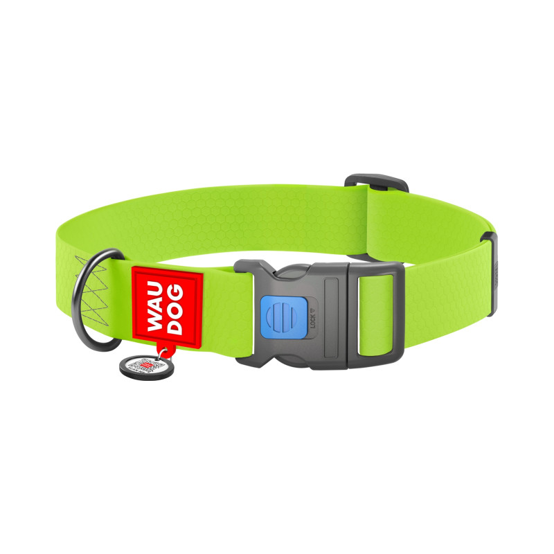 Нашийник для тварин WAUDOG Waterproof з QR паспортом пластиковий фастекс XXL салатовий (25115)