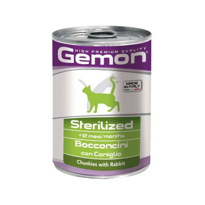 Консерви для котів Gemon Cat Wet Adult Sterilised кролик 415 г (8009470300711)