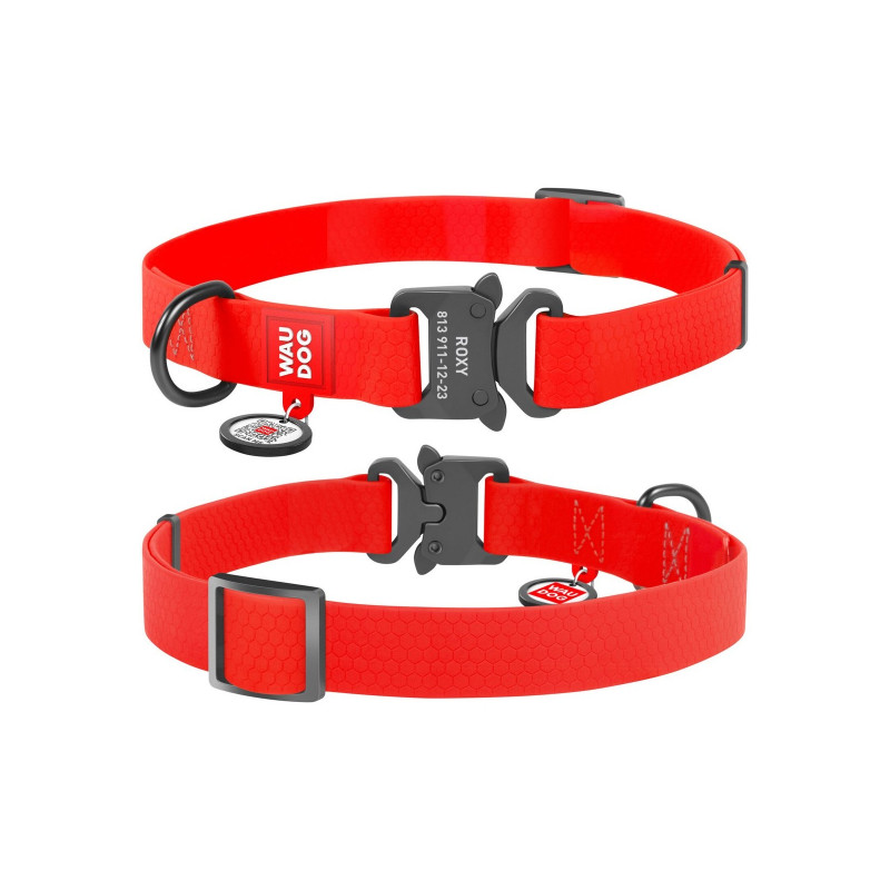 Нашийник для тварин WAUDOG Waterproof з QR паспортом M Ш 20 мм Д 24-40 см(червоний) (27933)