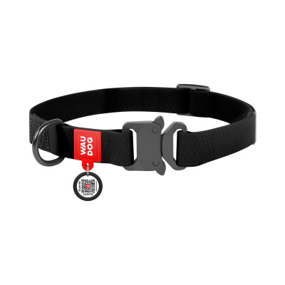 Нашийник для тварин WAUDOG Waterproof з QR паспортом L Ш 25 мм Д 31-49 см(чорний) (27861)