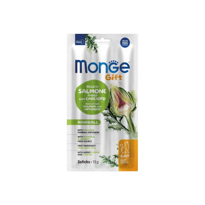 Ласощі для котів Monge Gift Cat Hairball сьомга з артишоком 15 г (8009470085267)