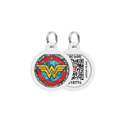 Адресник для тварин WAUDOG Smart ID з QR паспортом "Диво-жінка 2" коло 25 мм (укр) (0625-1013uk)