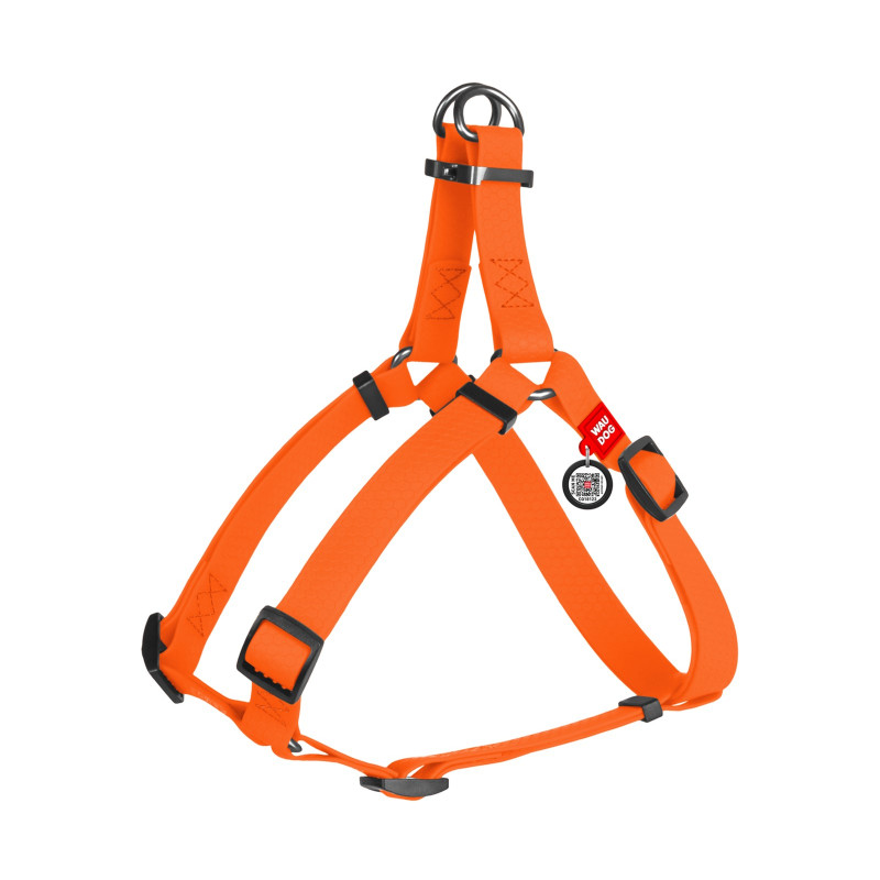 Шлея для собак WAUDOG Waterproof з QR-паспортом S Ш 15 мм Д 40-55 см помаранчева (27644)