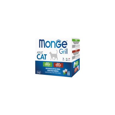 Вологий корм для кішок Monge Cat grill mix з кроликом та ягням 1.02 кг (8009470017534)