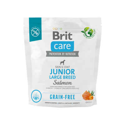 Сухий корм для собак Brit Care Dog Grain-free Junior Large Breed для великих порід з лососем 1 кг (8595602558889)