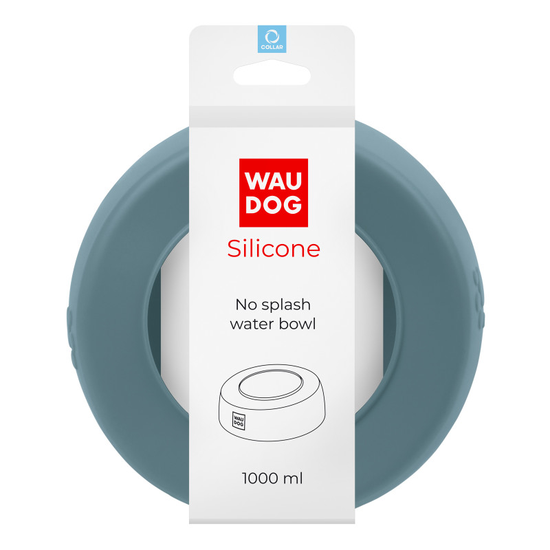 Посуд для собак WAUDOG Silicone Миска-непроливайка 1 л сіра (507911)