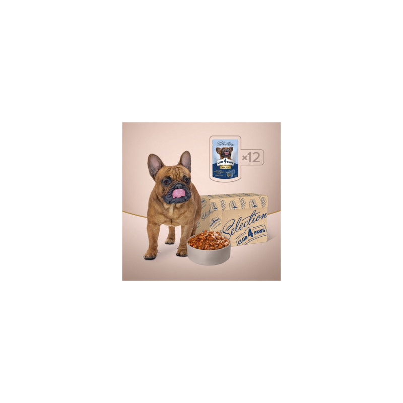 Вологий корм для собак Club 4 Paws Selection Плюс Шматочки з качкою та індичкою в соусі 85 г (4820215368049)