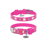 Нашийник для тварин WAUDOG Glamour з QR паспортом "Зірочка" M Ш 25 мм Д 38-49 см рожевий (35877)