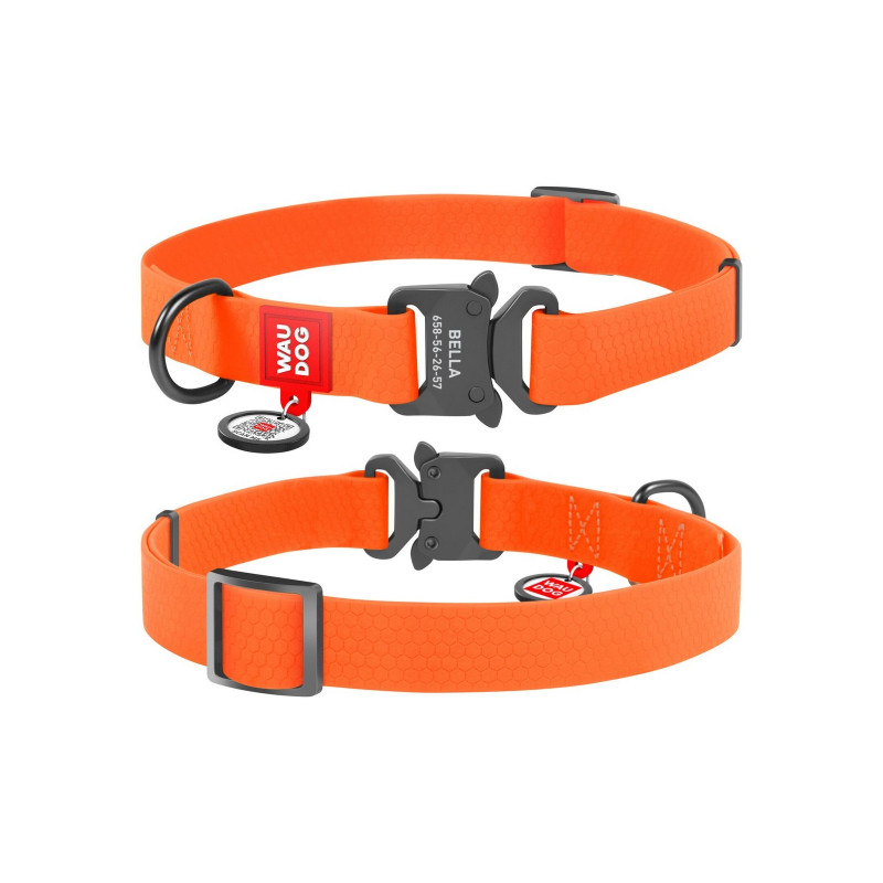 Нашийник для тварин WAUDOG Waterproof з QR паспортом M Ш 20 мм Д 24-40 см(помаранчевий) (27934)
