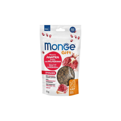 Ласощі для котів Monge Gift Cat Sterilised качка з гранатом 50 г (8009470085182)