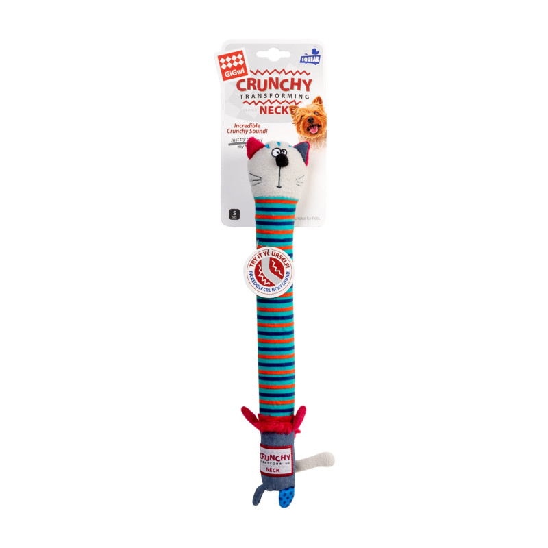Іграшка для собак GiGwi Crunchy Кіт з хрусткою шиєю та пискавкою 28 см (75046)