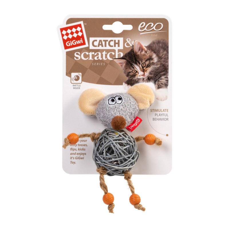 Іграшка для котів GiGwi Catch&Scratch Миша з дзвіночком 8 см (2300)