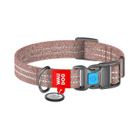 Нашийник для тварин WAUDOG Re-cotton з QR паспортом світловідбивний Ш 25 мм Д 33-49 см коричневий (02926)