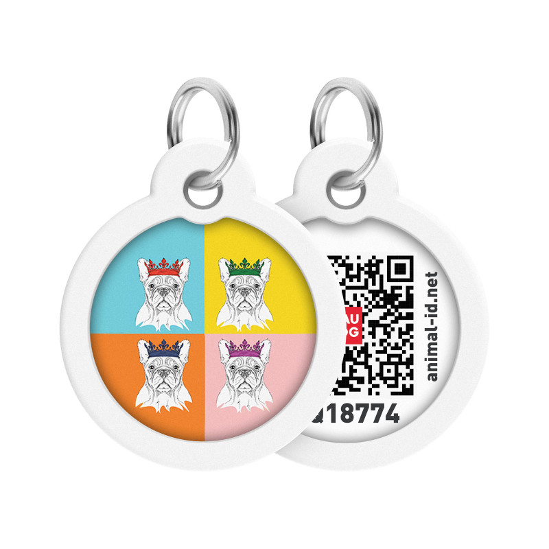 Адресник для тварин WAUDOG Smart ID з QR паспортом "Французький бульдог", круг 30 мм (230-0209)