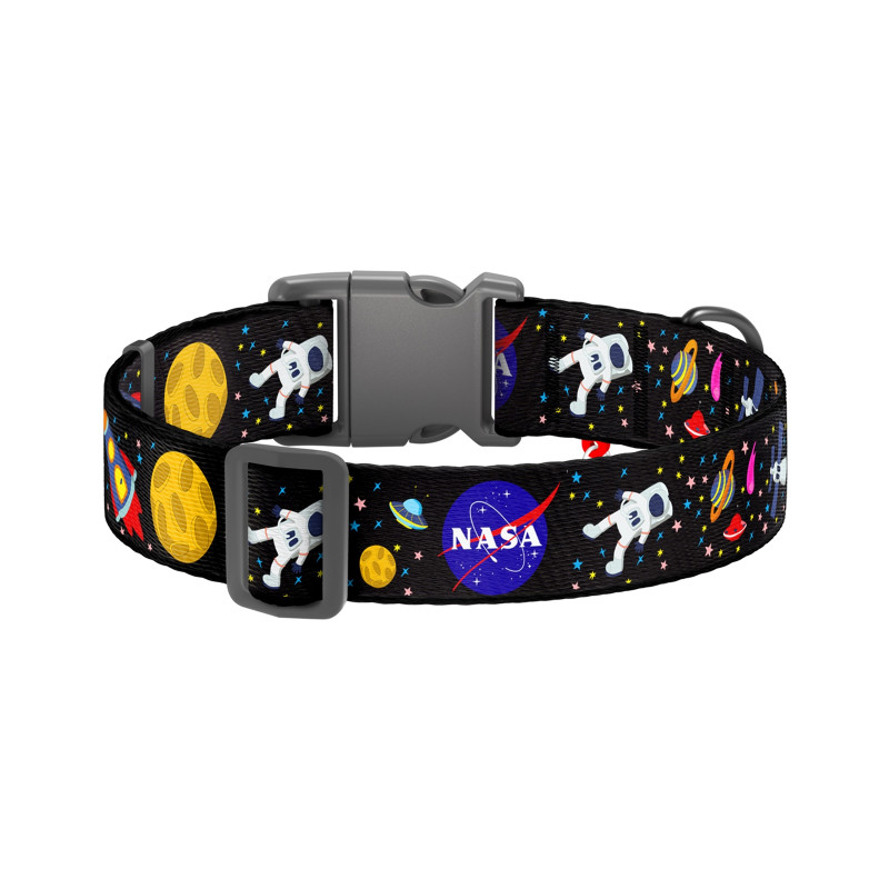 Нашийник для тварин WAUDOG Nylon з QR паспортом NASA пластиковий фастекс M (4749)