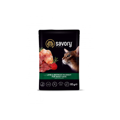 Вологий корм для кішок Savory ягня з буряком у соусі 85 г (4820261920123)