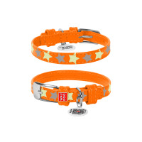 Нашийник для тварин WAUDOG Glamour з QR паспортом "Зірочка" S Ш 20 мм Д 30-39 см помаранчевий (35864)