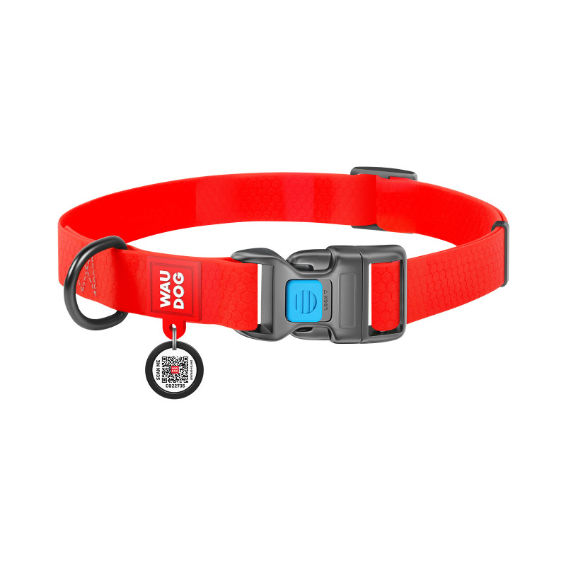 Нашийник для тварин WAUDOG Waterproof з QR паспортом Ш 25 мм Д 34-49 см червоний (27723)