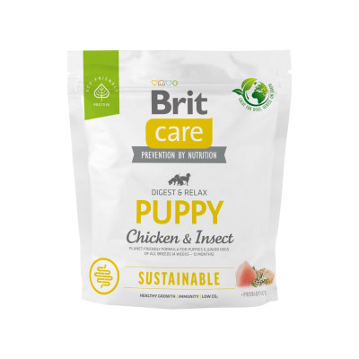 Сухий корм для собак Brit Care Dog Sustainable Puppy з куркою та комахами 1 кг (8595602558643)