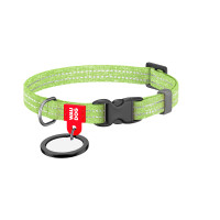 Нашийник для тварин WAUDOG Re-cotton з QR паспортом для котів та дрібних порід собак XS салатовий (16405)