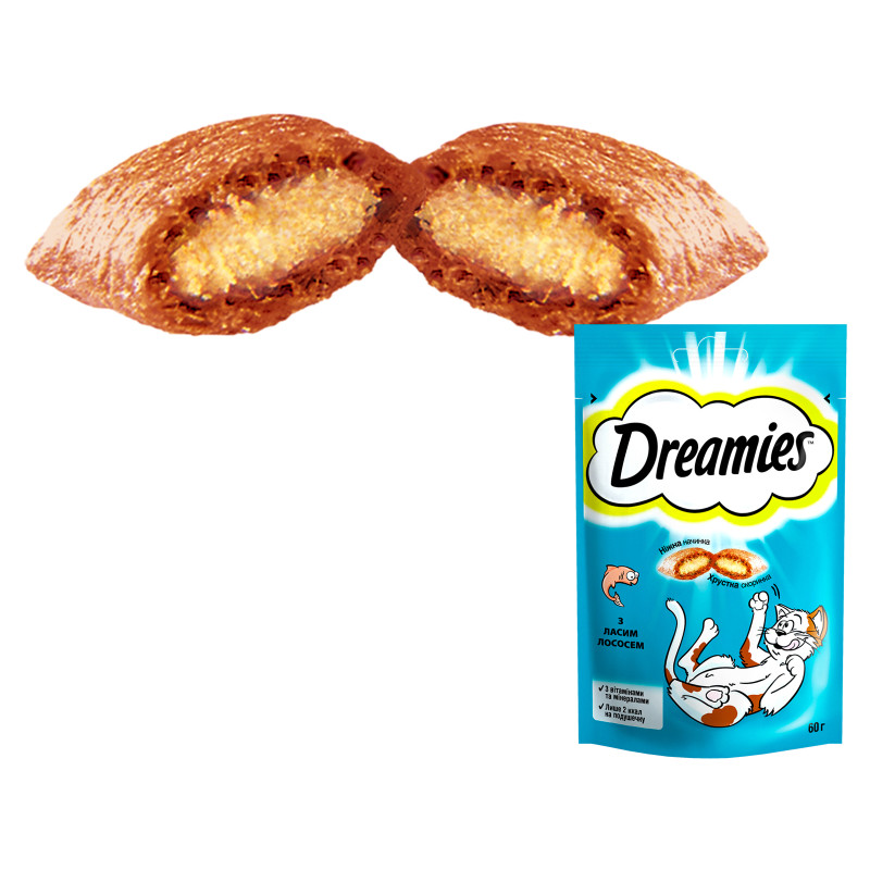 Ласощі для котів Dreamies з лососем 60 г (4008429037962)