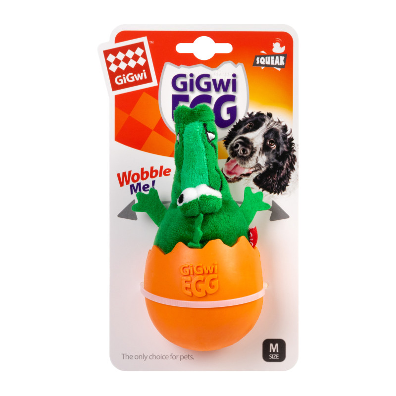 Іграшка для собак GiGwi EGG Крокодил-неваляшка з пищалкою 14 см (2319)